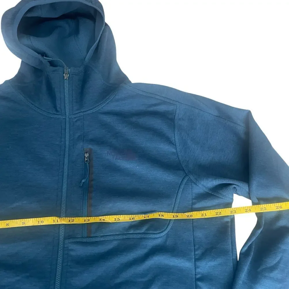 The North Face Men's Blue Full-Zip Lightweight Fleece Hooded Jacket